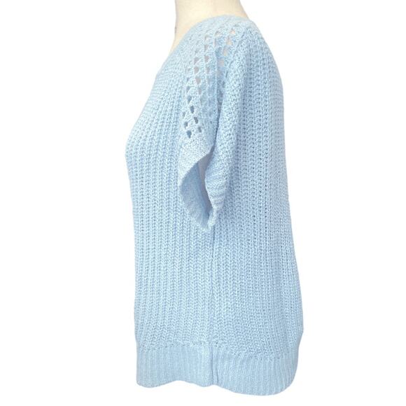 Griege Powder Blue Short Sleeve Knit Capsule Sweater S - Picture 3 of 8